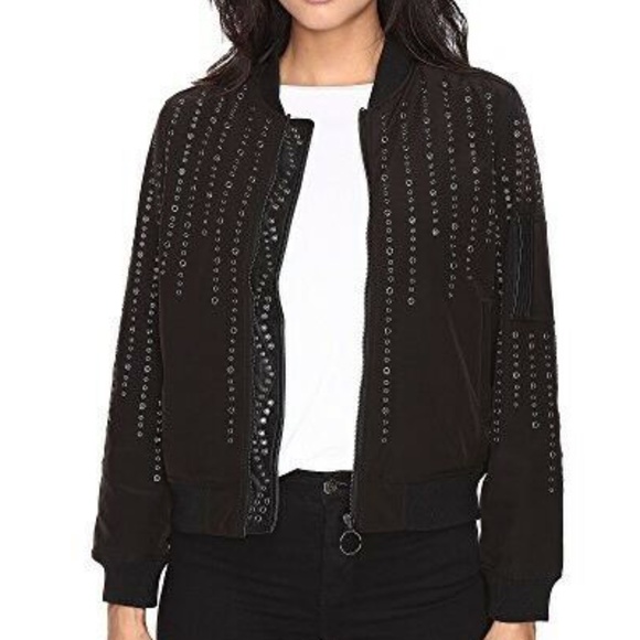 Blank NYC Jackets & Blazers - BLANK NYC grommet studded bomber black jacket sz M